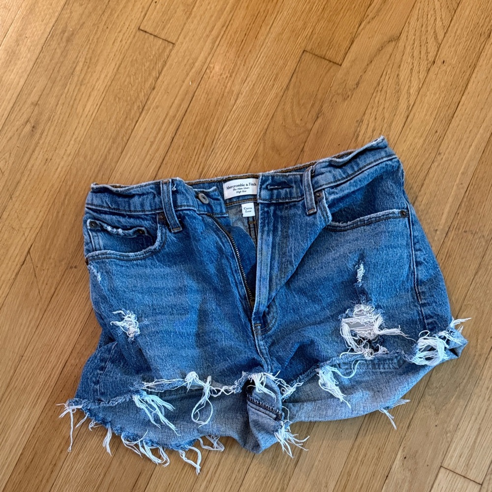 Abercrombie & Fitch Ripped Blue Jean Shorts